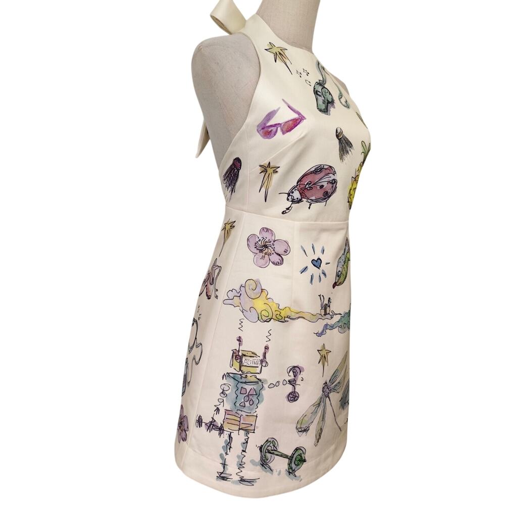 Alemais + Anouk Colantoni Court organic cotton-twill halterneck mini dress US 8 - Picture 9 of 12